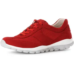 Keilsneaker GABOR ROLLINGSOFT, Damen, Gr. 40, rot, Ziegenveloursleder, Textil, unifarben, sportlich, Schuhe, Freizeitschuh, Halbschuh, Schnürschuh mit OPTIFIT-Wechselfußbett