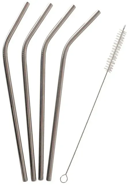 BOLTZE Trinkhalm Tubo 4tlg. Metall Silber
