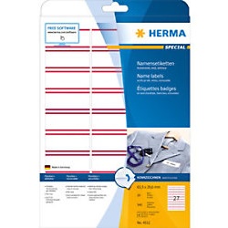 HERMA Namensschilder 4512 Weiß Rechteckig 63 x 29 mm 20 Blatt à 27 Etiketten