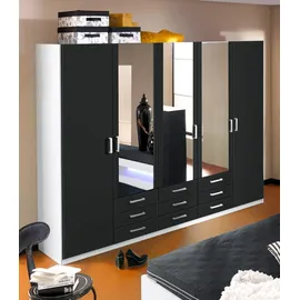 Priess Kleiderschrank PRIESS "Amsterdam", schwarz-weiß (weiß, schwarz), B:230cm H:193cm T:56cm, Holzwerkstoff, Schränke, Kleiderschrank, mit oder ohne LED-Beleuchtung