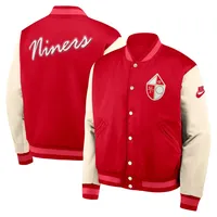 Collegejacke NIKE "Nike Collegejacke San Francisco 49ers Nike Legacy Bomber Jacket", Damen, Gr. M, rot, Popeline;Jersey, 100% Polyester, Jacken Collegejacke