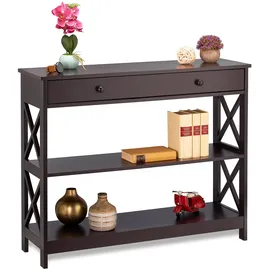 Relaxdays Konsolentisch mit Schublade 100 x 30 x 80 cm braun
