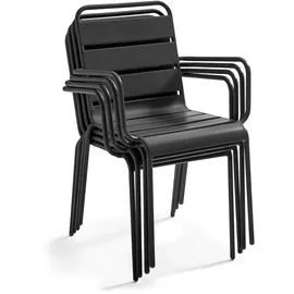 Oviala Tisch 60x60 cm dunkle Eiche und 4 Stühle aus grauem Metall