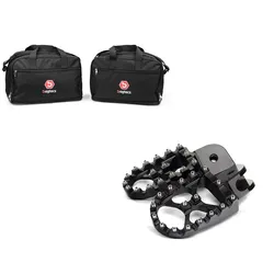 Set: Alukoffer Innentaschen passend für BMW R 1250 / 1200 GS / Adventure 04-21 Koffer Taschen Bagtecs MS1 + Fußrasten passend für BMW R 1200 GS Xdure FF6 Aluminium 57mm schwarz