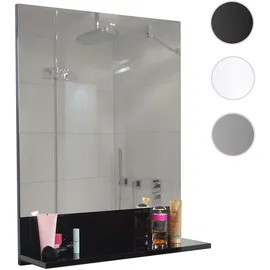 Mendler Wandspiegel mit Ablage HWC-B19, Badspiegel Badezimmer, hochglanz 75x60cm ~ schwarz