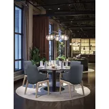 Polsterstuhl STRESSLESS "Laurel", blau (oxford blau paloma, eiche natur), B:58cm H:92cm T:59cm, Leder PALOMA: PALOMA ist ein durchgefärbtes Semianilin-Möbelleder mit natürlicher Narbung., Stühle, Polsterstuhl, Low Back mit Armlehne, Größe L, mit abgerundeten Beinen in Eiche natur