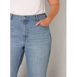 Base Level Curvy BASE LEVEL CURVY, Damen, Gr. 48, Länge 32, blau (light blau), Denim/Jeans, Obermaterial: 98% Baumwolle, 2% Elasthan, unifarben, bequem lang, Jeans, in großen Größen
