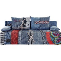 exxpo - sofa fashion Schlafsofa inklusive Bettfunktion und Bettkasten, Liftbettfunktion und Federkern blau