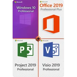 Windows 10 Professional + Visio 2019 Professional + Project 2019 Professional + Office 2019 Professional Plus Lizenz für 3 PC
