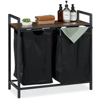 Relaxdays Wäschekorbregal mit Ablage Braun,Schwarz