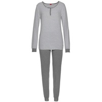 S.Oliver Damen Pyjama grau-meliert-ecru-gestreift Gr.44/46