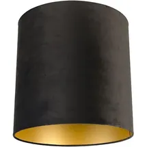 QAZQA Velour Lampenschirm schwarz 40/40/40 mit goldener Innenseite