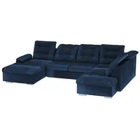 Selsey Jamaal U - Schlafsofa in U-Form mit regulierbarer Rückenlehne, Bettkasten 330 cm (Dunkelblau, Ottomane Links)