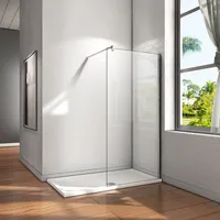 60x200cm+900cm StabilisatorWalk in Dusche Duschwand Nano Glas Duschkabine Duschabtrennung Duschtrennwand - Transparent/Silber