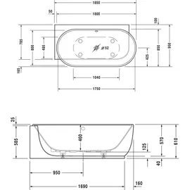 Duravit Luv Whirlpoolbadewanne 185 x 95 cm (760431000AS0000)