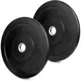 wuuhoo® olympische Hantelscheiben Bruce 50mm, Bumper Plates aus Vollgummi stoßabsorbierend, 2er Set Gewichte für Langhantel Schwarz, Hanteltraining- Fitnessgerät für Zuhause 2 x 5 kg