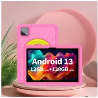 VASOUN Lerntablet P30H 10"-Zoll Kinder-Tablet mit 12G RAM+128G ROM, mit Bluetooth/WiFi und Silikonhülle, Android 13, Rosa rosa