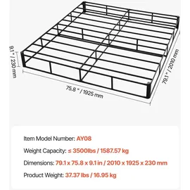 Vevor Boxspringbettgestell 2010 x 1925 mm Grey
