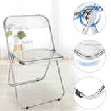 Haloyo® 2er-set Klappbaren Esszimmerstuhl, Modernes Transparentes Design, Acryl & Stahl, Transparent