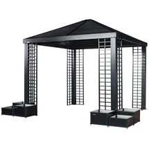 Sojag Alu Pavillon Havana 1010 Hardtop Pavillon inkl. Pflanzkübel Schwarz 298x298x294 cm