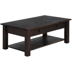 Couchtisch HOME AFFAIRE "Chicago, TOPSELLER", braun (dunkelbraun), B:100cm H:40cm T:60cm, Tische, in zwei Größen, Landhausstil, zusätzlicher Stauraum
