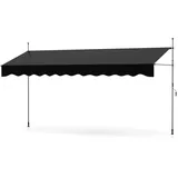 RELAX4LIFE Klemmmarkise, Markise Balkon ohne Bohren, mit Handkurbel, Balkonmarkise UV-beständig, höhenverstellbar, wasserabweisend, Sonnenschutz, für Balkon, Terrasse, Garten (Schwarz,400x180cm)