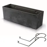 Blumenkübel Blumentopf Rattan Trapez Anthrazit Beton Struktur H 19,5 cm 19 L