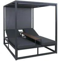 Mendler Alu Lounge-Gartenliege HWC-P81 Sonnenliege Daybed dunkelgrau