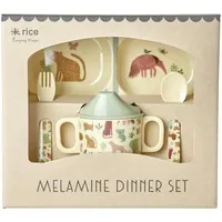 Rice Baby Geschirrset, 4-teilig, Crème Sweet Jungle Print,