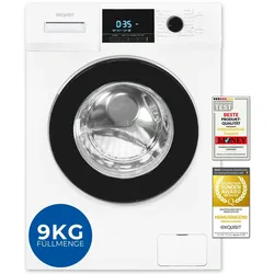 Exquisit Waschmaschine 9kg, Energieeffizienzklasse A, max. 1400 U/Min, Aquastop, Kurzprogramm, Startzeitvorwahl, 16 Waschprogramme, WA59214-340A weiss