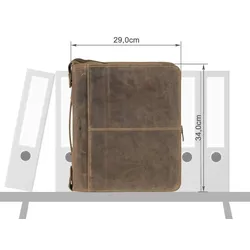 Greenburry Konferenzmappe A4 Leder Ringbuchmappe Schreibmappe Handwerkermappe Vertretermappe braun antik Vintage 1720-25
