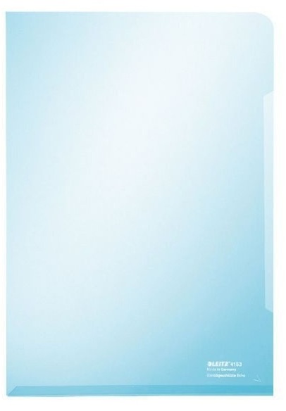 Sichthülle A4, blau, Kantenklebung, oben und rechts offen, dokumentenecht, PVC, glasklar, Folienstärke: 0,15mm, Inhalt: 100 Stück