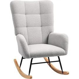 Homcom Schaukelstuhl Teddysamt-Optik 70 x 90 x 80 cm Grau mit Kissen