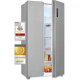 GGV Exquisit Exquisit Side by Side Kühlschrank, No-Frost, 442 Liter, geringer Geräuschpegel, Alarm, Schnellgefrieren, LED-Display, SBS546-040E inoxlook