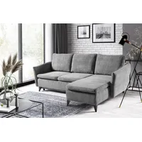 WERK2 Ecksofa »Loppo L-Form«, Cord-Schlafcouch mit losen Rückenkissen, Sofa mit Schlaffunktion grau