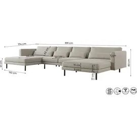 Fun Möbel Wohnlandschaft U-Form Sofa AGADA in Stoff Poso Grün