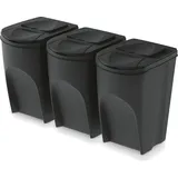 Keden SORTI BOX 3x35L Abfalleimer - schwarz Recycling - Schwarz