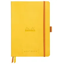 Rhodia 117776C Notizheft Goalbook (DIN A5, 14,8 x 21 cm, kariert, praktisch und trendige, mit weichem Deckel, 90g, elfenbeinfarbigem Papier, 120 Blatt, Gummizug, Lesezeichen) 1 Stück, Gelb
