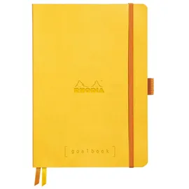 Rhodia 117776C Notizheft Goalbook (DIN A5, 14,8 x 21 cm, kariert, praktisch und trendige, mit weichem Deckel, 90g, elfenbeinfarbigem Papier, 120 Blatt, Gummizug, Lesezeichen) 1 Stück, Gelb