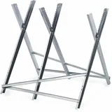 GARMIO® Sägebock Holzbock mit Kettensägenhalterung, Kettenschutz, Messstab, bis 150 kg, 80 x 81 x 80 cm, Sägeständer klappbar Geeignet für Sägewerke, Werkstätten