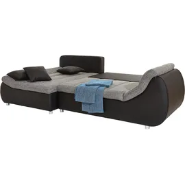 INOSIGN Ecksofa »Imola elegant und bequem, aktuelle Steppung im Sitz, L-Form«, wahlweise mit Bettfunktion schwarz