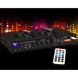 ETC Shop Verstärker Bluetooth USB MP3 Receiver 2 Mikrofone AMP4500BT - Schwarz