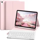 ZKTUYU Tastatur Hülle für iPad Air 11 Zoll M3/M2 (2025/2024), iPad Air 5./4. Generation 2022/2020 10,9 Zoll Tastatur Hülle mit Stifthalter, Abnehmbarer Bluetooth QWERTZ Tastatur,TPU Rückschale, Rosa