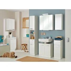 Saphir Hängeschrank Quickset 335 Badschrank 50 cm breit mit 2 Türen und 2 Einlegeböden Badezimmer-Hängeschrank inkl. Griffe in Chrom Glanz weiß