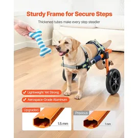 Vevor Hunderollstuhl für Hinterbeine Rollstuhl für Haustiere Höhen-, Breiten- & Längenverstellbar für verletzte & behinderte Hunde 15,88-21,77 kg