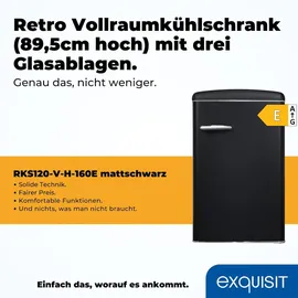 Exquisit RKS120-V-H-160E Retro-Kühlschrank (122 l, 895 mm hoch, Mattschwarz)