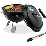 Relaxdays tragbarer Kugelgrill Ø 37 cm mit Grillzange