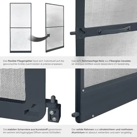 Tectake Fliegengitter mit Aluminiumrahmen 210 x 95 cm Anthrazit