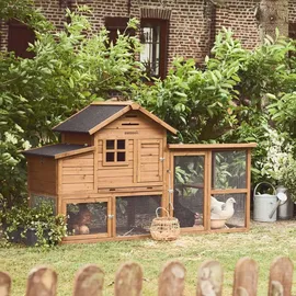 sweeek Holz Hühnerstall, 4 Hühner, mit Gehege