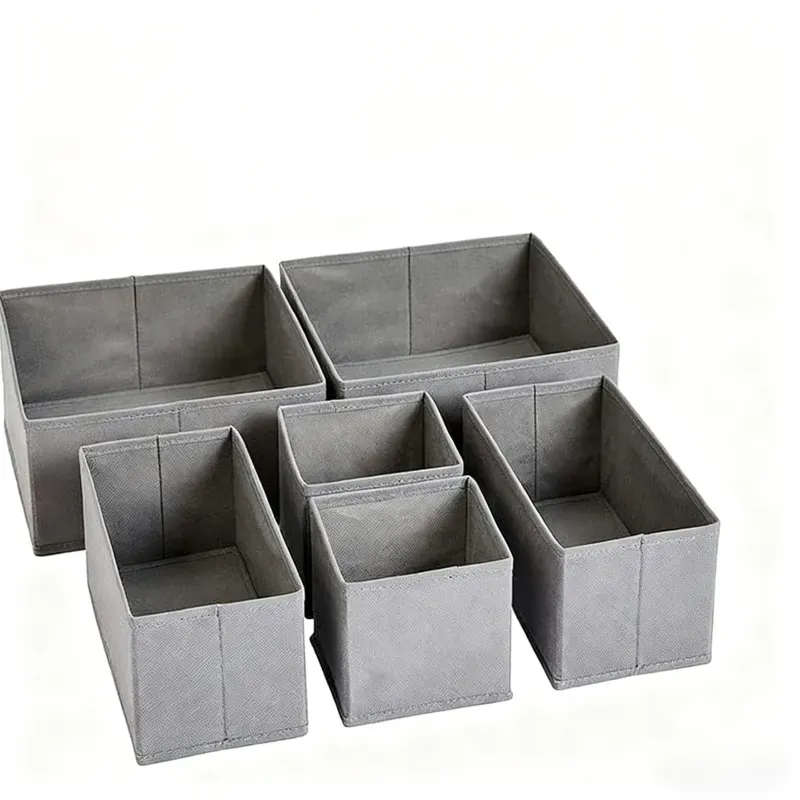 ANQI Stoffschubladen-Aufbewahrungsboxen für Socken und Unterwäsche, Set mit 6, Grau, Neujahrssale, Top-Geschenkideen